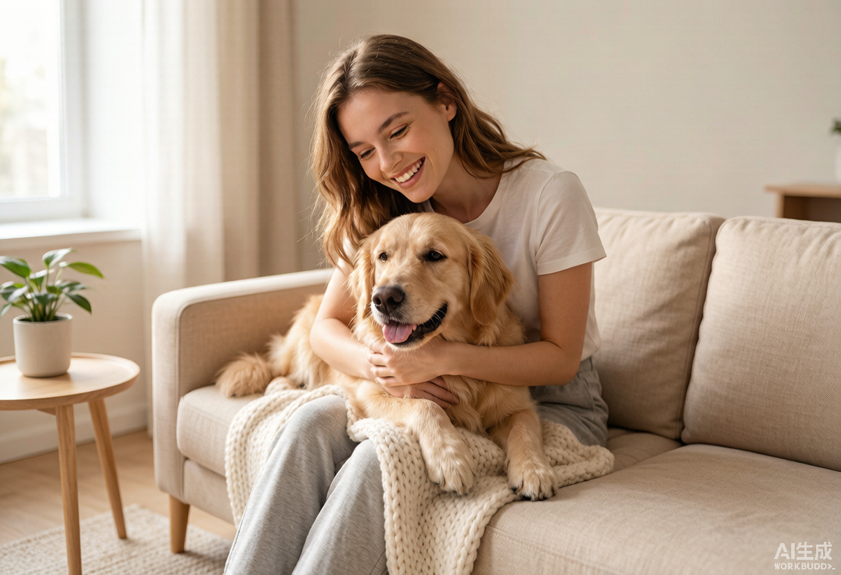 Happy dog and owner
